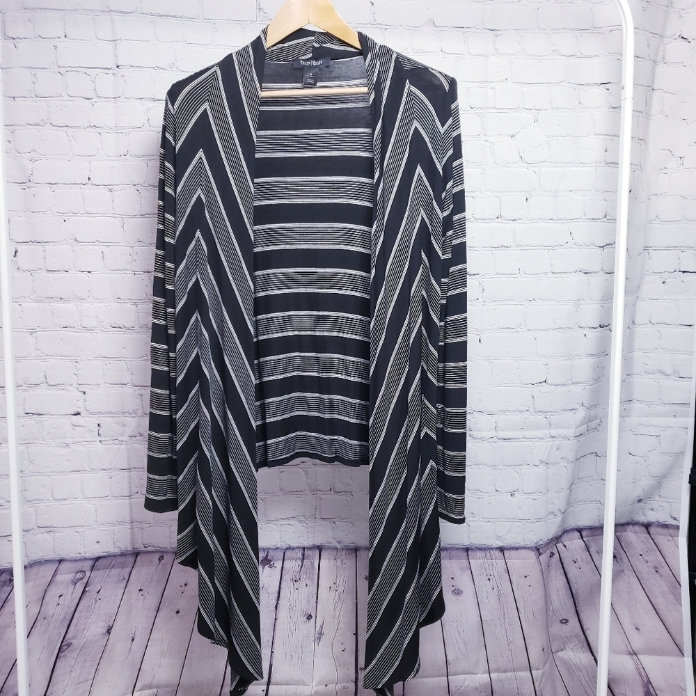 White House Black Market Jersey Waterfall Cardigan Top Black Loungewear Winter